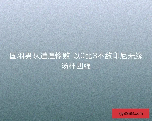 国羽男队遭遇惨败 以0比3不敌印尼无缘汤杯四强
