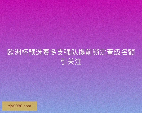 欧洲杯预选赛多支强队提前锁定晋级名额引关注